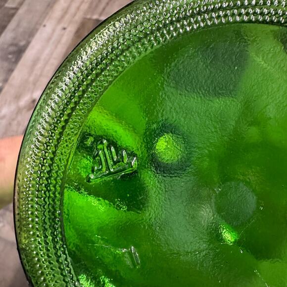 Vintage Wine Green Glass Decanter Bottle Long Neck Handle - Picture 4 of 8